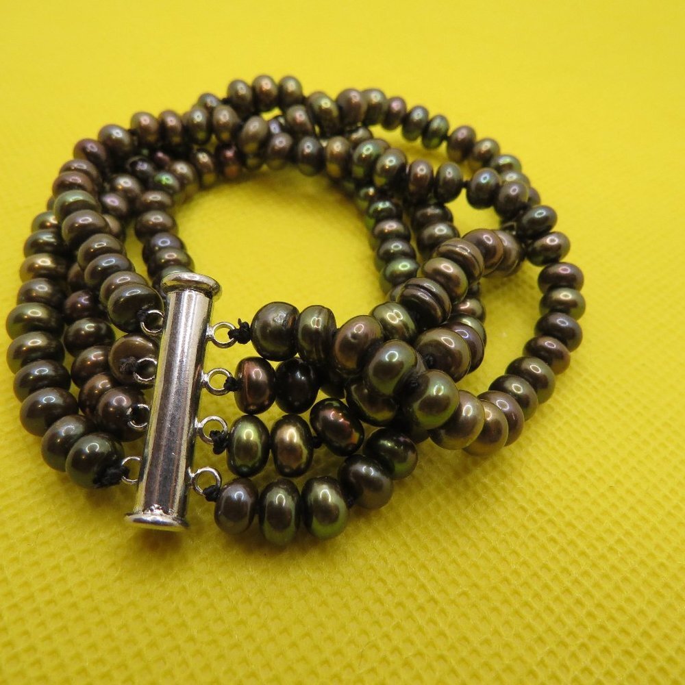 $300 Multi Strand Fresh Water Brown Pearl Bracelet